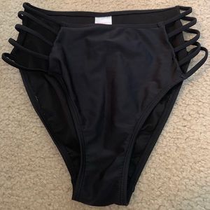 Black high-waisted bathing suit bottoms